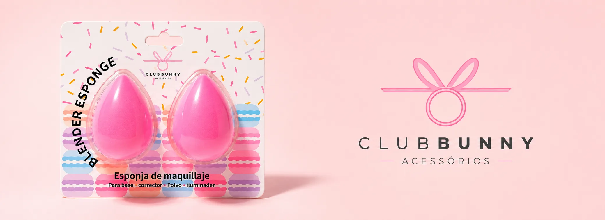 Acessórios de beleza Club Bunny — pincéis, esponjas e escovas